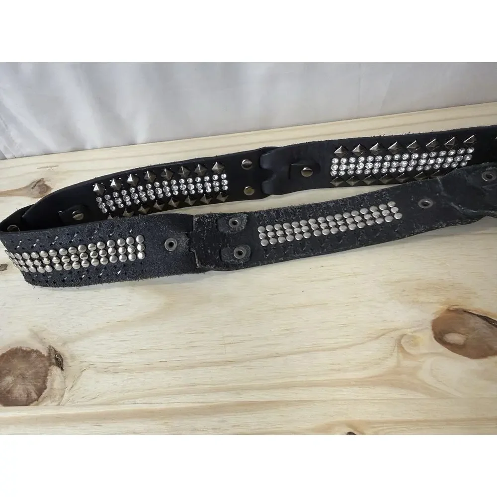Daytrip Belt Black Genuine Leather Women’s M Rhinestones & Studded Bling - Picture 9 of 13